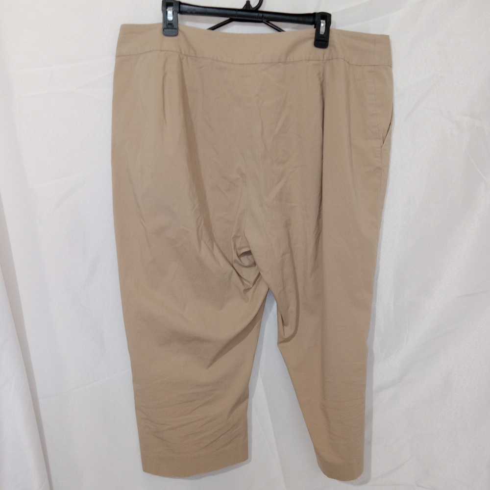 Lauren Ralph Lauren Women 18W Khaki Pants Stretch Cotton Wide Leg Chino Cropped - Picture 3 of 11